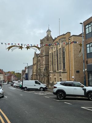 Christmas lights in installed this week in Lower High Street, Stourbridge