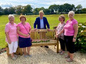 Supporting image for story: MP unveils bench in memory of women lost to breast cancer
