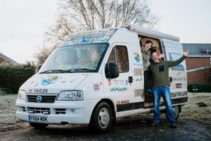 Chris and Marianne Fisher and their campervan Trudy that they travelled around the world in for more than four years.