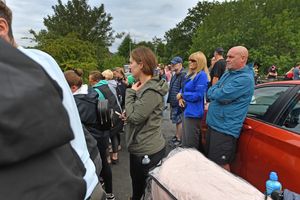 Large crowds gathered to watch the convoy