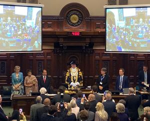 Lord Mayor Ken Wood at the council chamber on Tuesday, May 21 in 2024. Taken by Alexander Brock. Permission for use for all LDRS partners.
