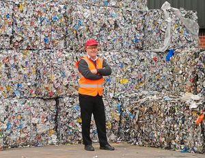 Four Ashes, Wolverhampton, plant manager Nigel Price, with sorted aluminium and steel cans