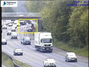 Supporting image for story: Delays after vehicle blaze on M6 near Stafford