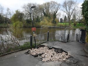 Supporting image for story: Shrewsbury sinkhole temporarily filled as next steps in investigation revealed