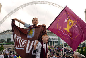 Aston Villa fans on Wembley Way ahead of the Emirates FA Cup semi-final match at Wembley Stadium, London. Picture date: Saturday April 26, 2025.