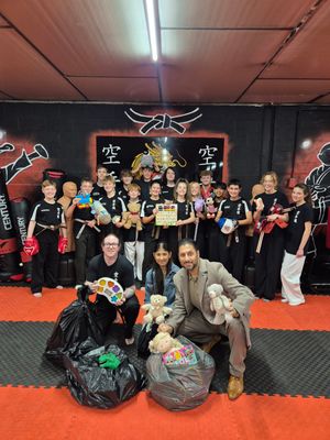 Picture by One Community Front L to R Lydia Longville, Alina Naz Saleem, Shaz Saleem with Bonsai Black Belt Academy 