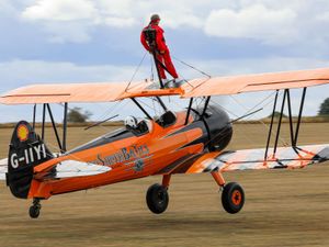 Supporting image for story: 'I've always wanted to do it but never had the chance - Shropshire belly-dancer, 85, takes to the skies for charity wingwalk
