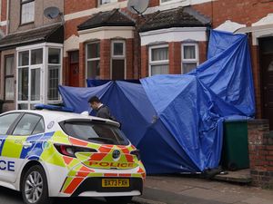 A police car at the scene on Newcombe Road in Coventry