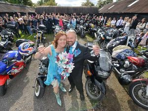 Supporting image for story: Pictures: Oddball Wellington bikers get revved up for wedding day