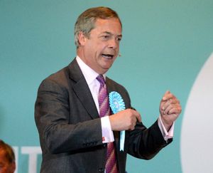 Nigel Farage speaks to supporters in Willenhall