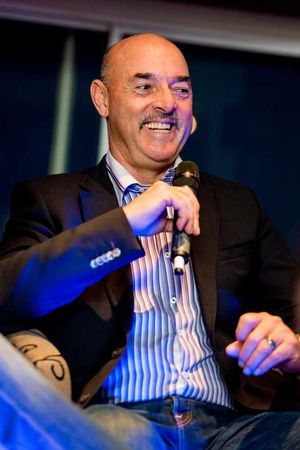 Bruce Grobbelaar on stage at the Cleveland Arms Sports Bar in Wolverhampton. Picture by Jamie Ricketts.