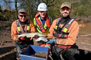 MEM Fish's Ralf Wilkinson, John Ellis with the CRT and Josh Kirk from MEM Fish in Northampton