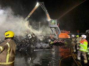 Supporting image for story: About 60 firefighters battle scrapyard fire involving 150 tonnes of metal