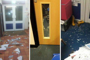 The aftermath of previous acts of vandalism at the primary school