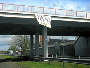 Supporting image for story: Cheeky West Bromwich banner taunts Wolves fans over relegation