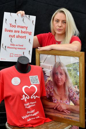 Georgina King is raising money for the British Heart Foundation with a fun day at the Red Lion pub in Bomere Heath, near Shrewsbury, in memory of her mum Judy