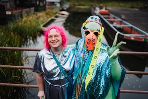 Director Alex Bullingham (left) and an octopus overlord. Photo: Lee Allen