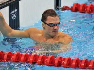 Antony James in goggles, in a swimming pool