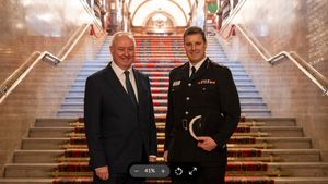 Staffordshire's new Chief Fire Officer Glynn Luznyj with Staffordshire Police, Fire and Crime Commissioner Ben Adams. Image courtesy of the Staffordshire Commissioner's Office