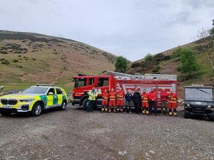 The emergency services that helped save a man who experienced a seizure this morning. Photo: Church Stretton Fire Station Facebook