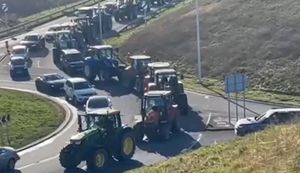 More than 100 tractors took part in the 'go-slow' protest.