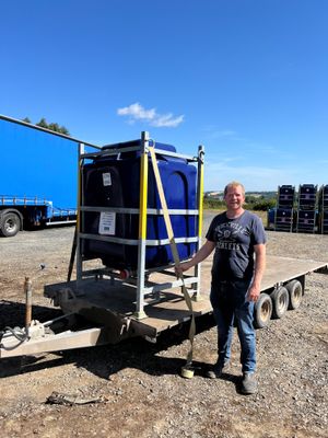 Farmer Howard Jones with a free bowser from Severn Trent.