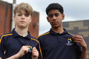 Perrys students modelling their free PE kit