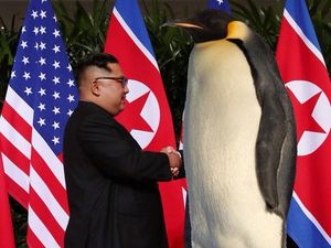 Supporting image for story: People are replacing Donald Trump with penguins in some famous pictures
