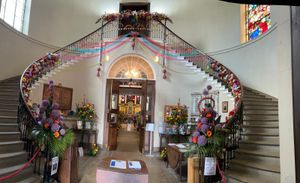 stunning staircase with a  festival vibe by Jackie Charnock and Tina Carser