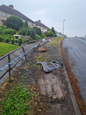 The driver fled after crashing through a set of railings and into a garden wall in Welshpool