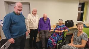 Roger with Andy Young Secretary, John  Darling chorister and musical accompanists Sian West & Cath Wilson