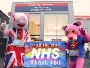 Supporting image for story: Pair tickled pink as they complete final laps of 100-mile challenge at New Cross Hospital
