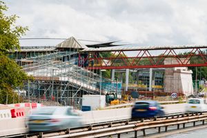 The old footbridge from Telford railway station to the town centre is being replaced by a new glass-sided bridge