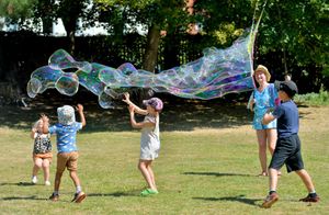 People having fun in the sun at the Shrewsbury Flower Show. 
