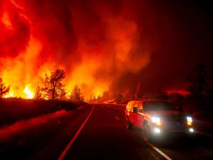 Supporting image for story: Firefighters helped by cooler weather as they battle huge blaze in California
