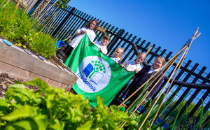 Beechwood CE Primary Eco Team with the Green Flag Award