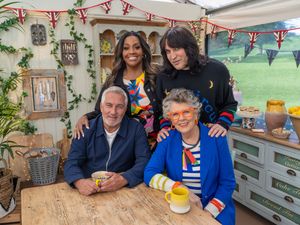 The Great British Bake Off presenters Alison Hammond and Noel Fielding with judges Paul Hollywood and Dame Prue Leith