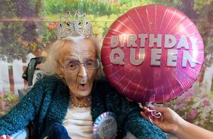Lillian Hollinshead celebrates her 102nd birthday at Dovedale Court Care Home, Wednesbury.