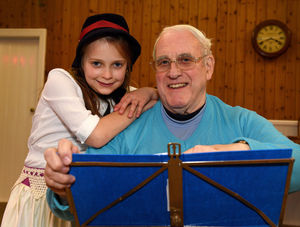 The youngest and oldest members of Bridgnorth Players' production of The Christmas Carol in 2017. Kira Harvey, aged 8, and Geoff Speechly, aged 87
