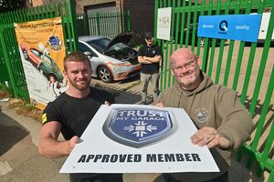 Two Guys Automotive have offered free health checks for customers as part of a community initiative. At the front are bosses and brothers Lewis and Clinton Hartland and, at the back apprentice Connor Pote. 