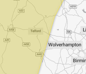 Portions of the West Midlands and much of Shropshire is set to be affected by the bad weather