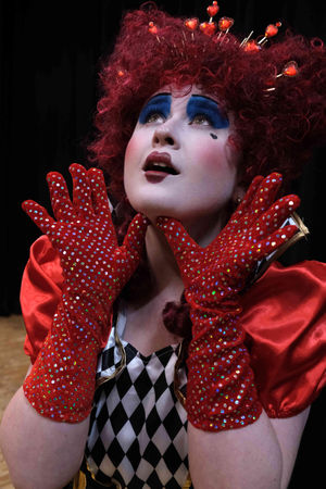 The evil Queen of Hearts Bethany Davies in her spectacular costume. Image by Andy Compton