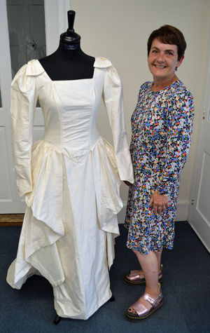 Sharon with the wedding dress