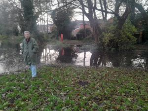 Councillor Andrew Eade at the mere behind homes in Church Aston near Newport. Picture: LDRS