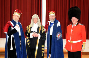 Jim Smith as Lord Mountararat, Stephen Hollinghurst as the Lord Chancellor, John Beesley as Lord Tolloller and Mark Beaton as Private Willis. Image by Ted Edwards Photography