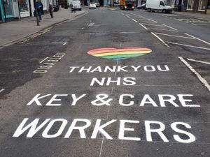 Supporting image for story: Thank you message to NHS and key workers appears in Newport High Street