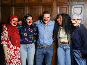 Fozia, Charlotte, Alexander, Linda and Minah appear in a new Red Nose Day sketch (Daniel Loveday/Comic Relief/PA)