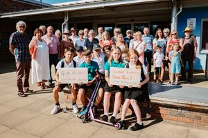 Councillor Andy Boddington with local adults and children