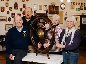 Newport Royal Naval Association Club committee, with Chairman Pete Bunting, Nigel Mellor, Bridget Bunting and Jude Paton