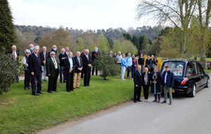 Cortege outside Bridgnorth Golf Club where past captains and friends lined up to pay their respects to Richard 'Dickie' Day